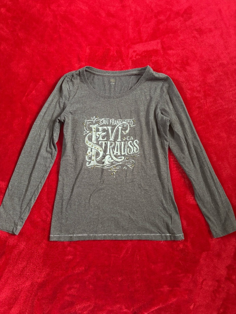 Levi Strauss Charcoal Grey Star Studded Graphic Long Sleeve Shirt: Size S